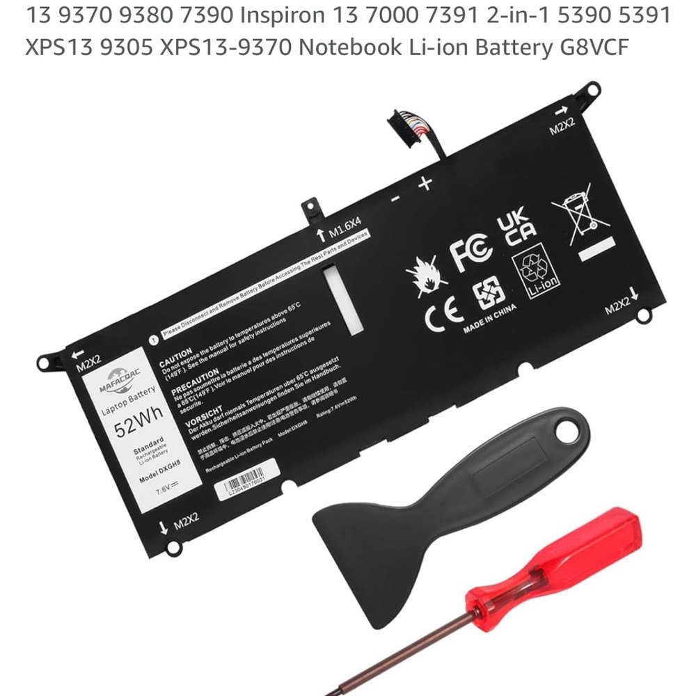 Dell Black Li-ion Laptop Battery with Red and Black Tools
